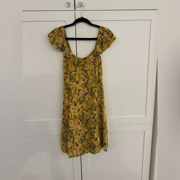 Floral Yellow Dress with Ruffled Sleeves - Picture 5 of 6